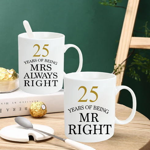 25th Wedding Coffee Mugs Set